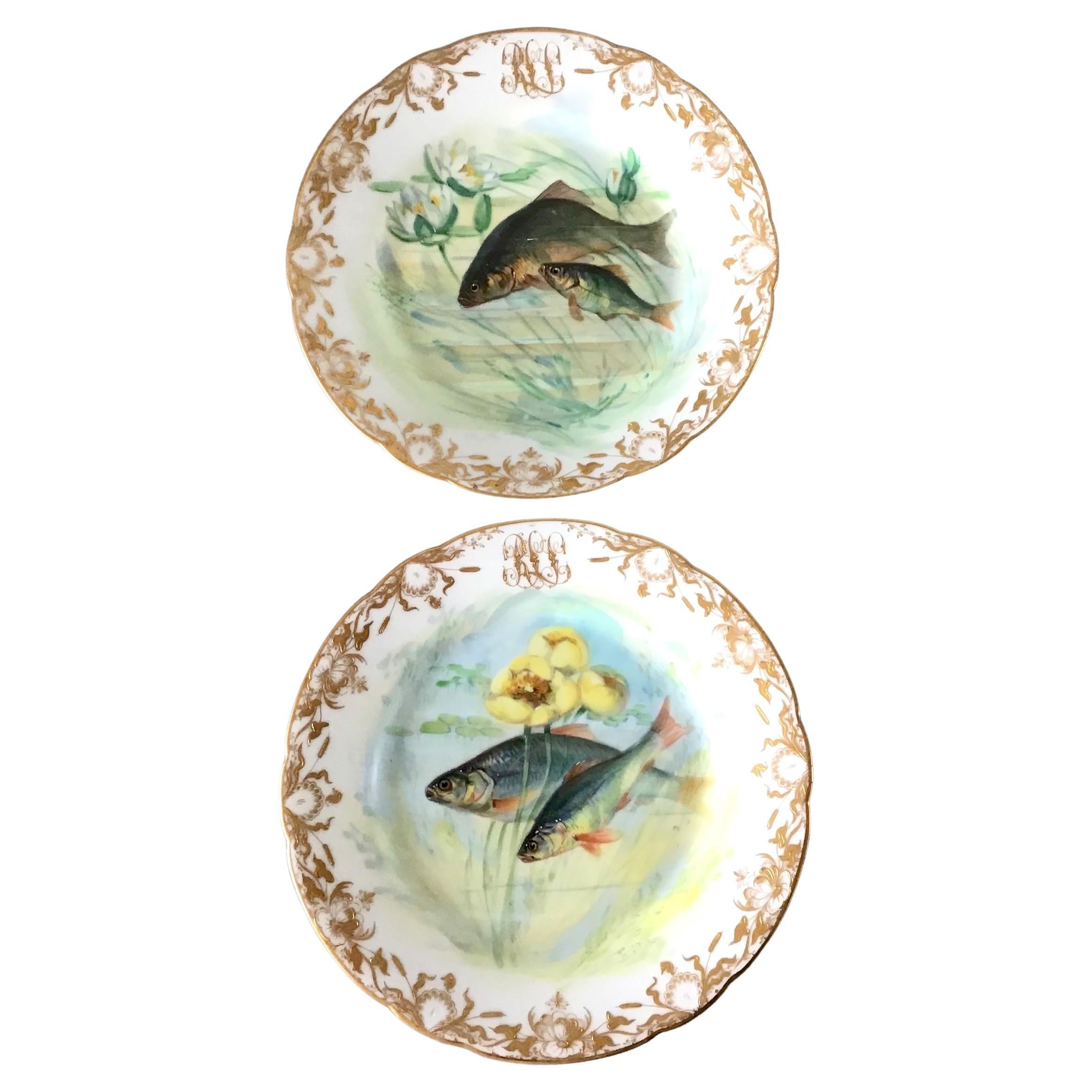 Dresden Ambrosius Lamm Dinner Fish Set Service for 14 Hand Painted, Ca 1930 For Sale 1