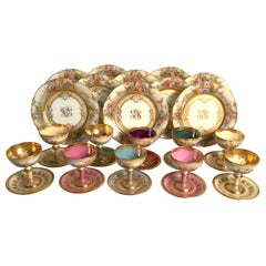 Ensemble de tasses et assiettes à dessert Ambrosius Lamm de Dresde peintes à la main pour 10 personnes