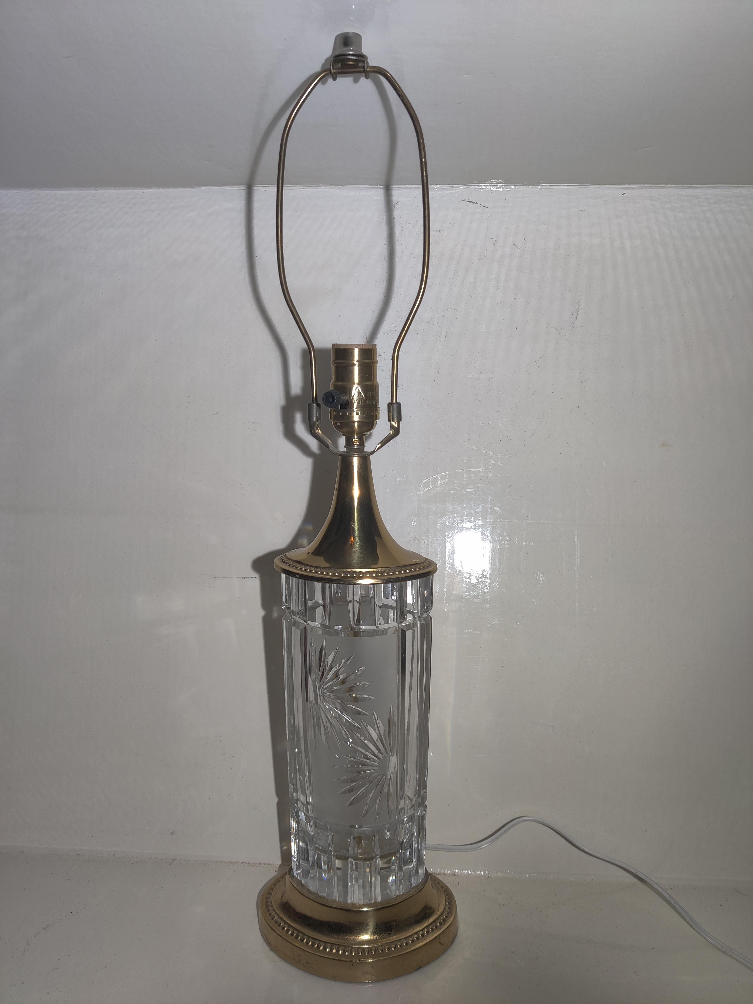 20th Century Dresden Brass and Crystal Lamp For Sale