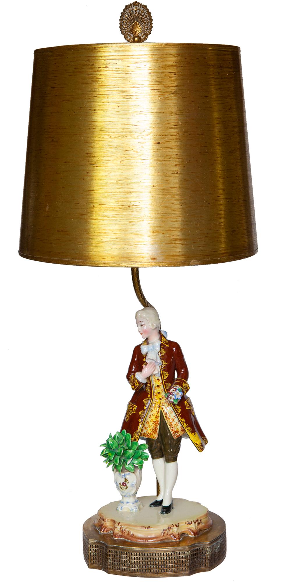 Lampes en céramique de Dresde Paire d'amoureux figuratifs en vente 4