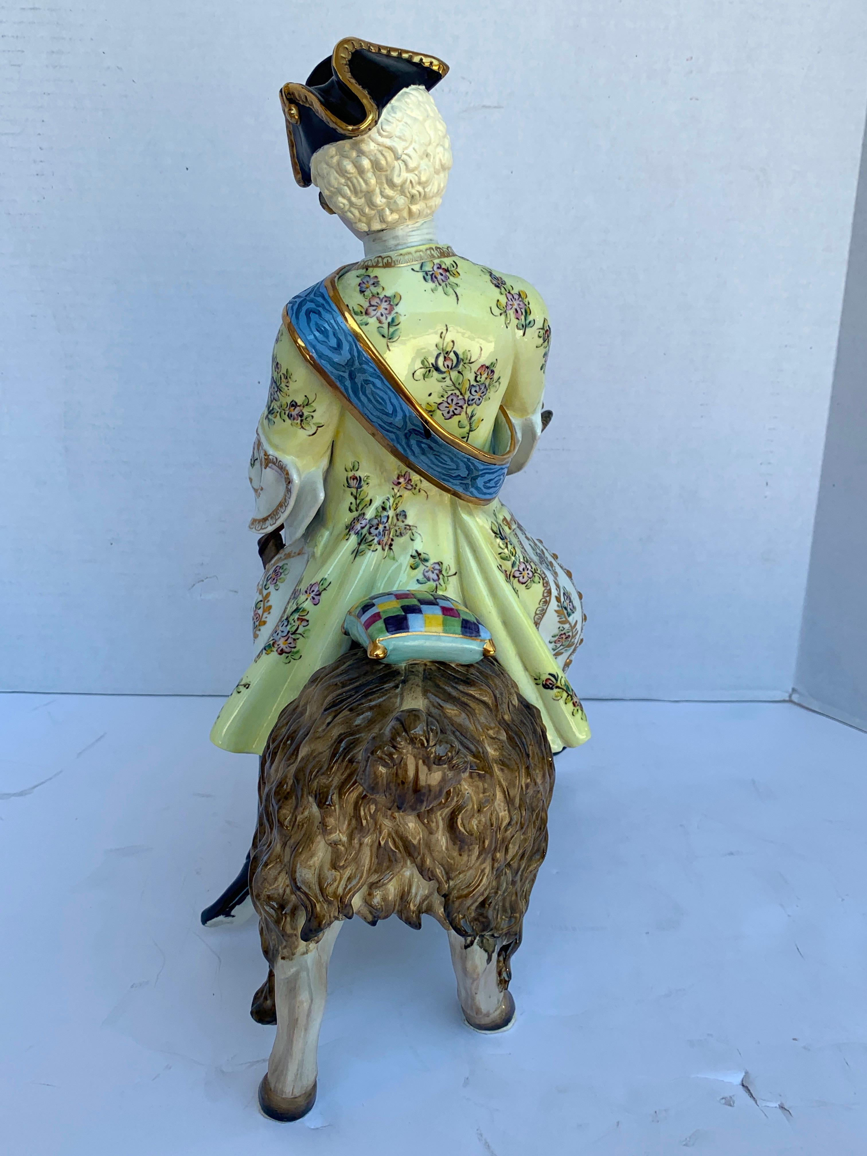 Dresden Figure of Count Bruhl's Tailor Astride a Goat For Sale 3