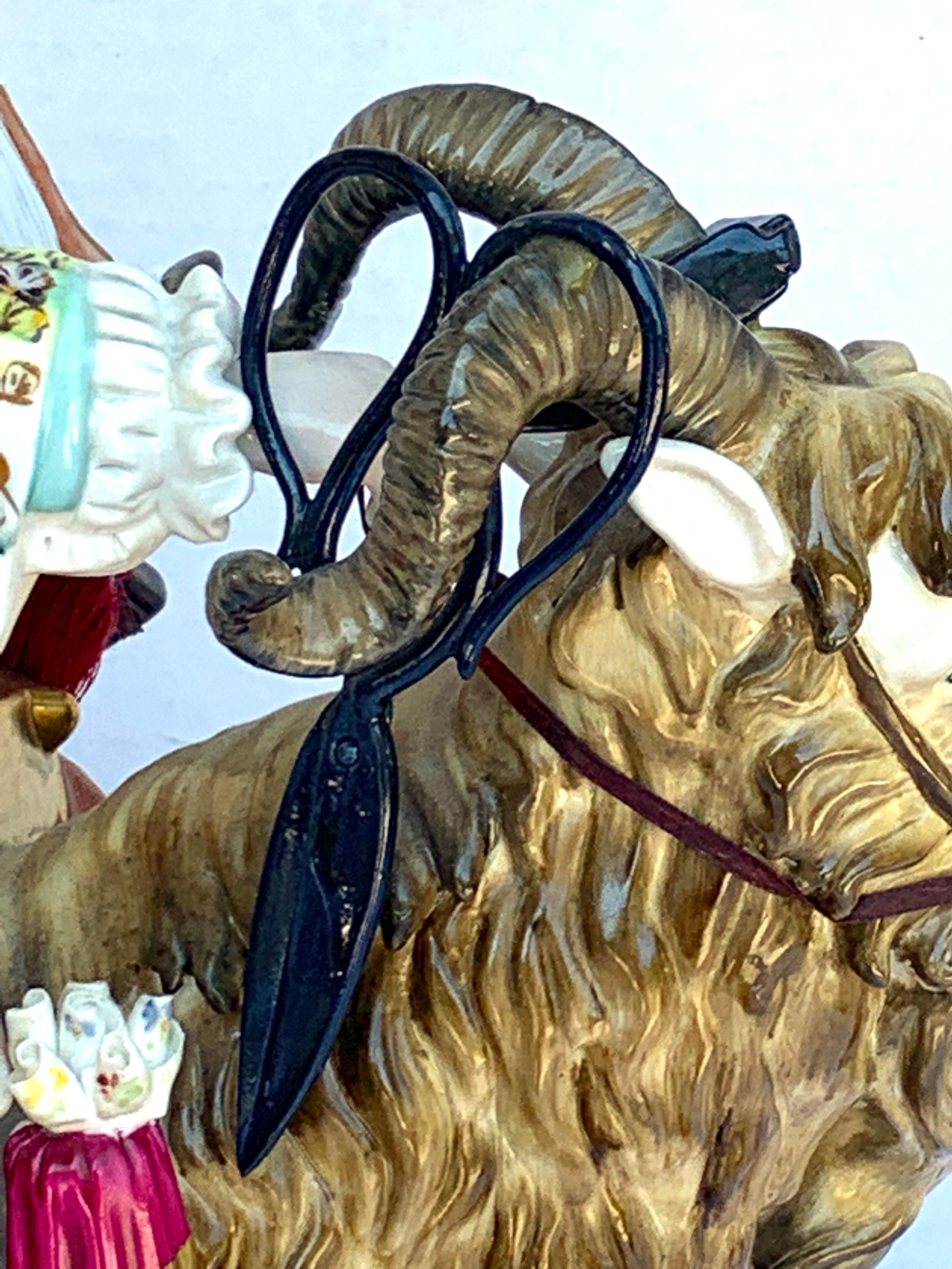 Porcelain Dresden Figure of Count Bruhl's Tailor Astride a Goat For Sale