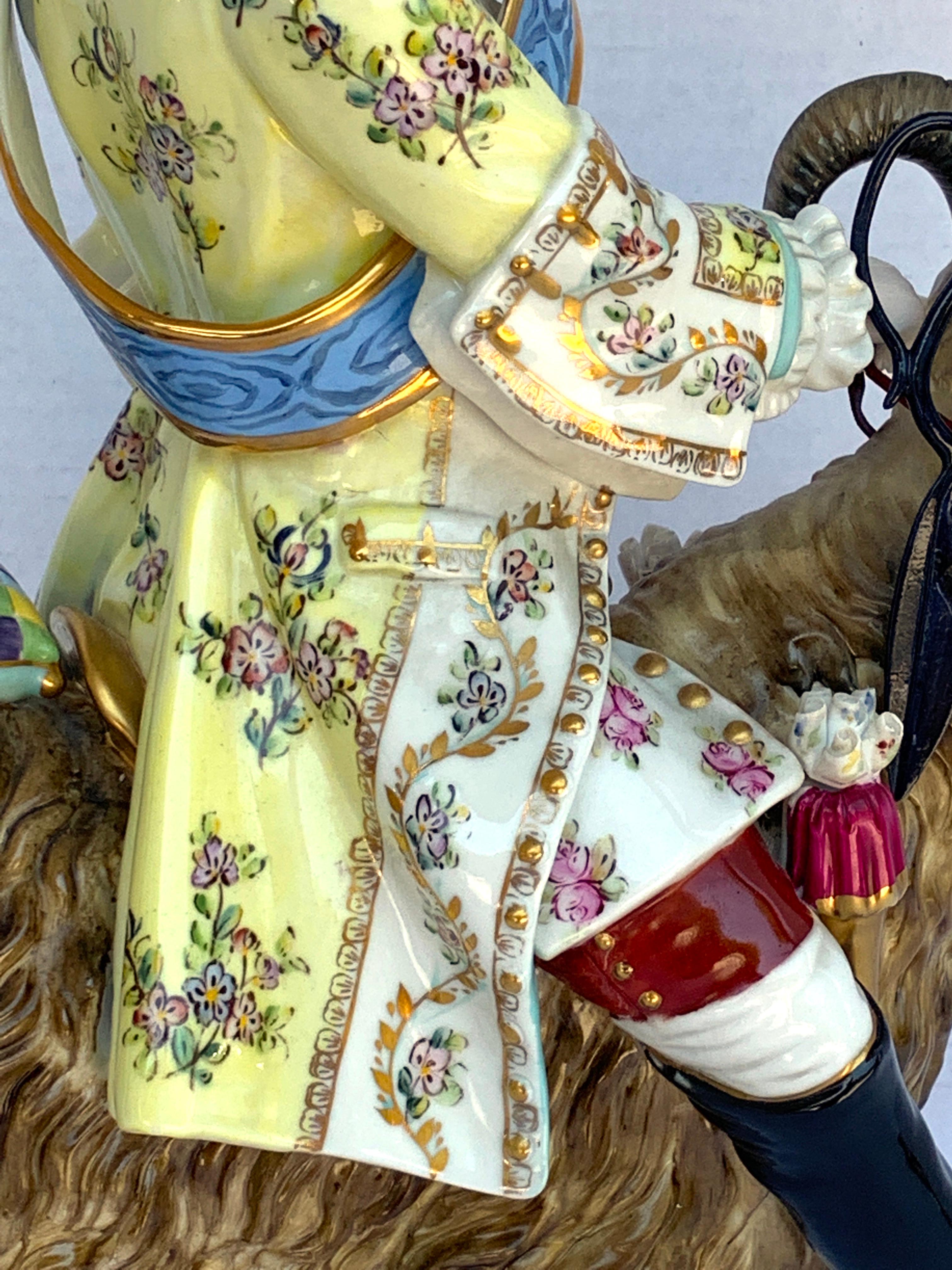 Dresden Figure of Count Bruhl's Tailor Astride a Goat For Sale 2