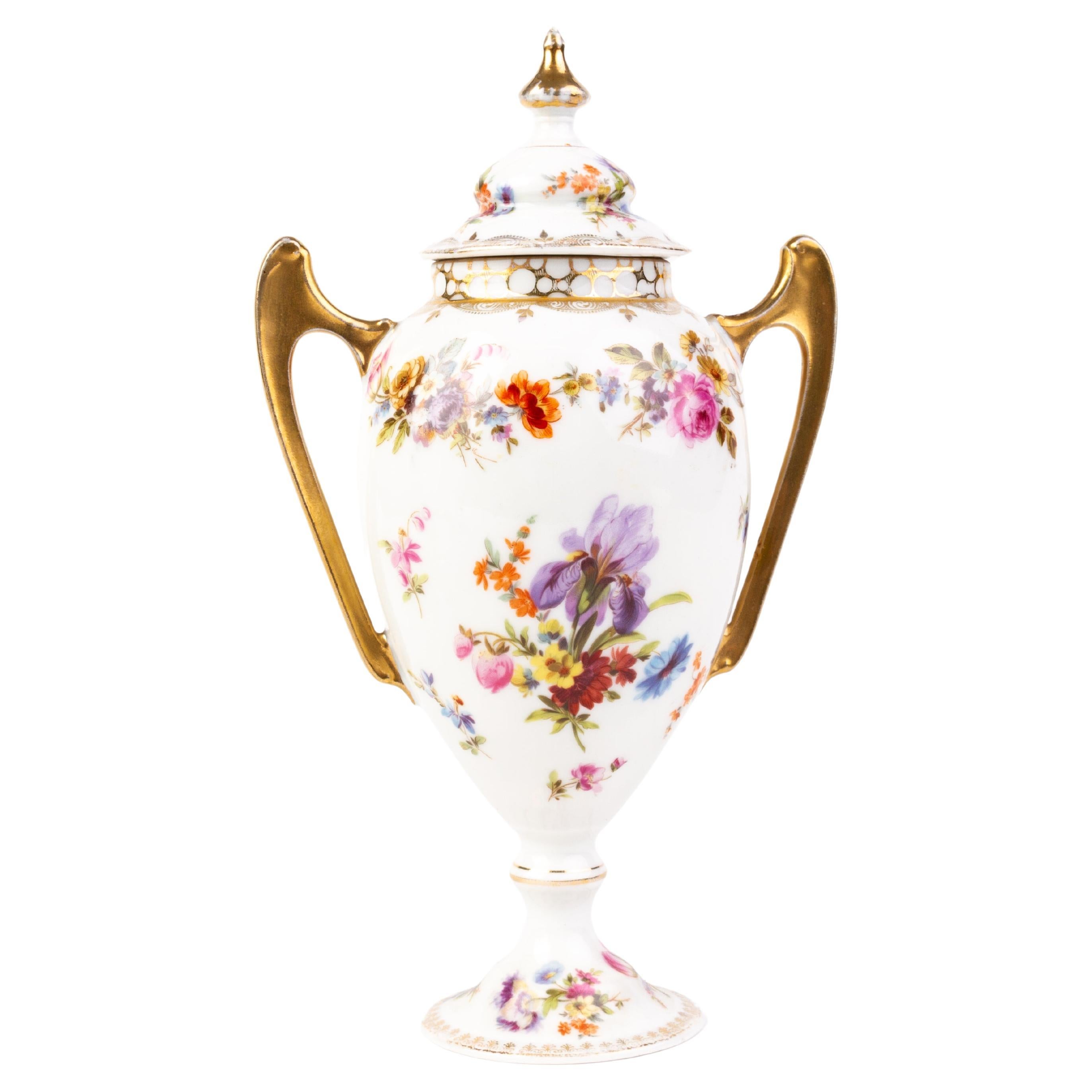 Fine Gilt Porcelain Cobalt Ground Floral Vase For Sale at 1stDibs