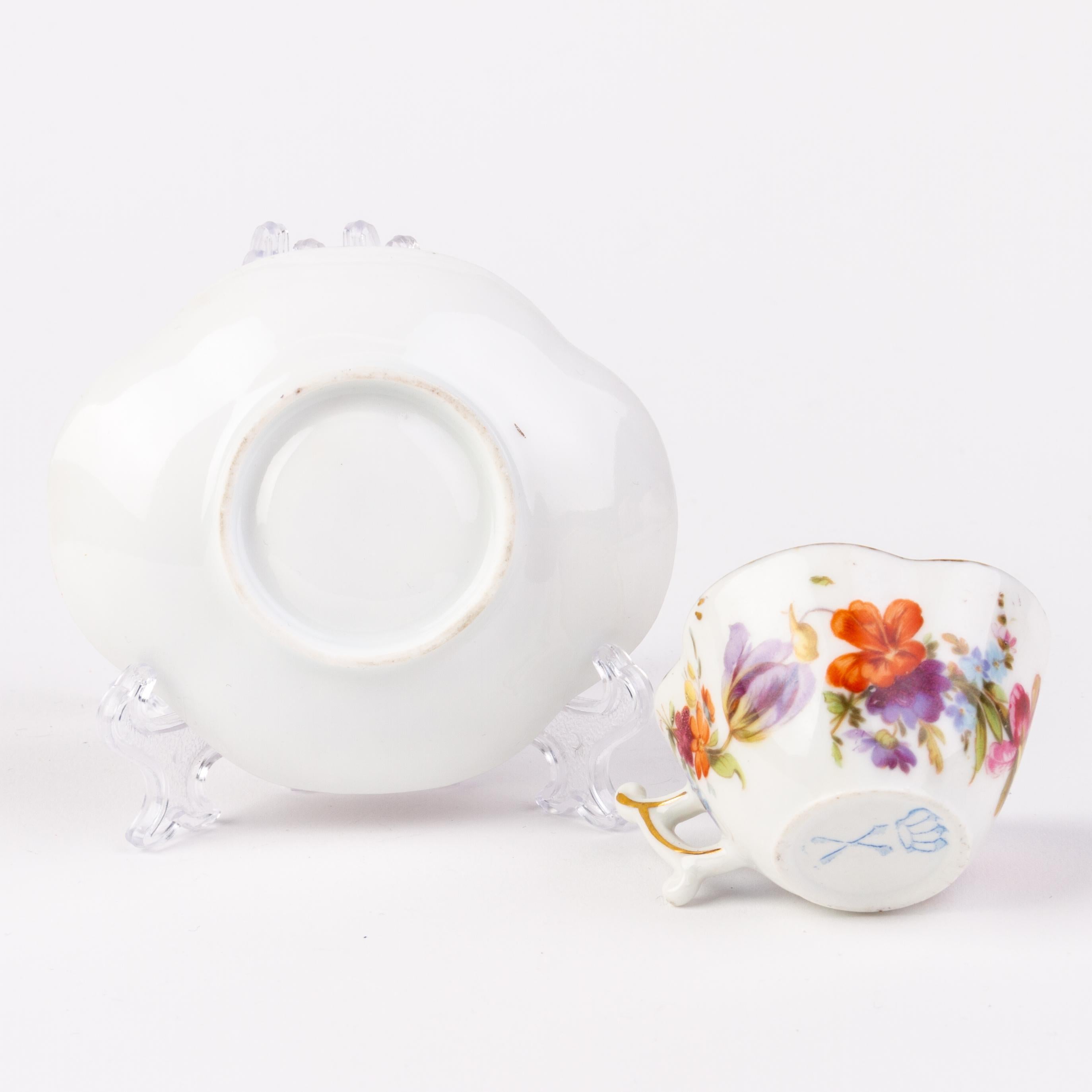 Dresden Fine German Porcelain Cup & Saucer For Sale 1