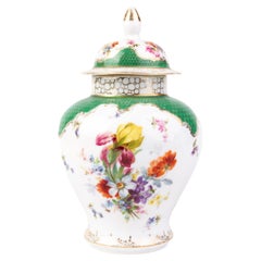 Dresden Fine German Porcelain Lidded Floral Vase