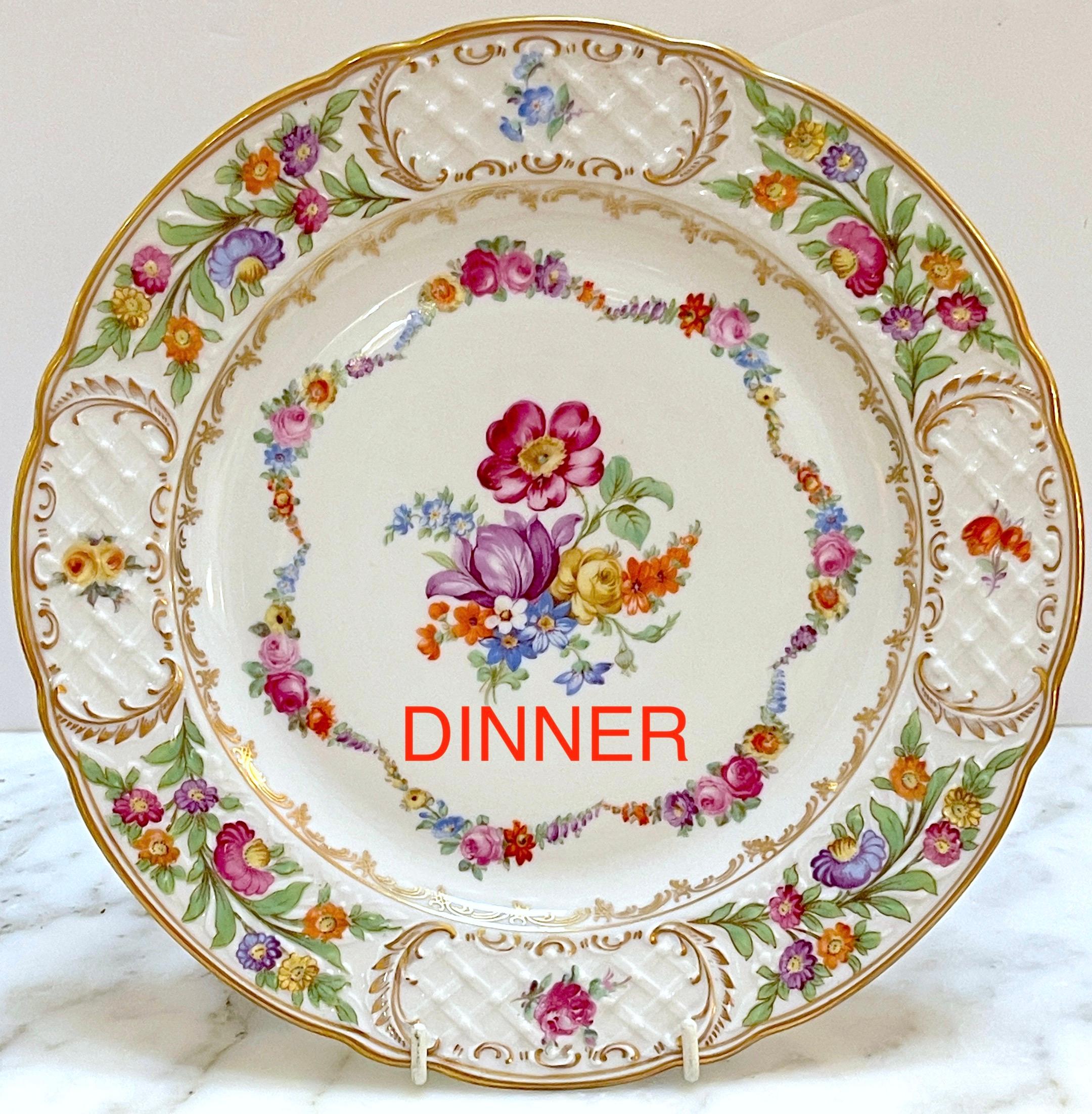 Gilt 'Dresden Garland' by Schumann, 105 Piece Service for 12* Plus Serving Pieces  For Sale