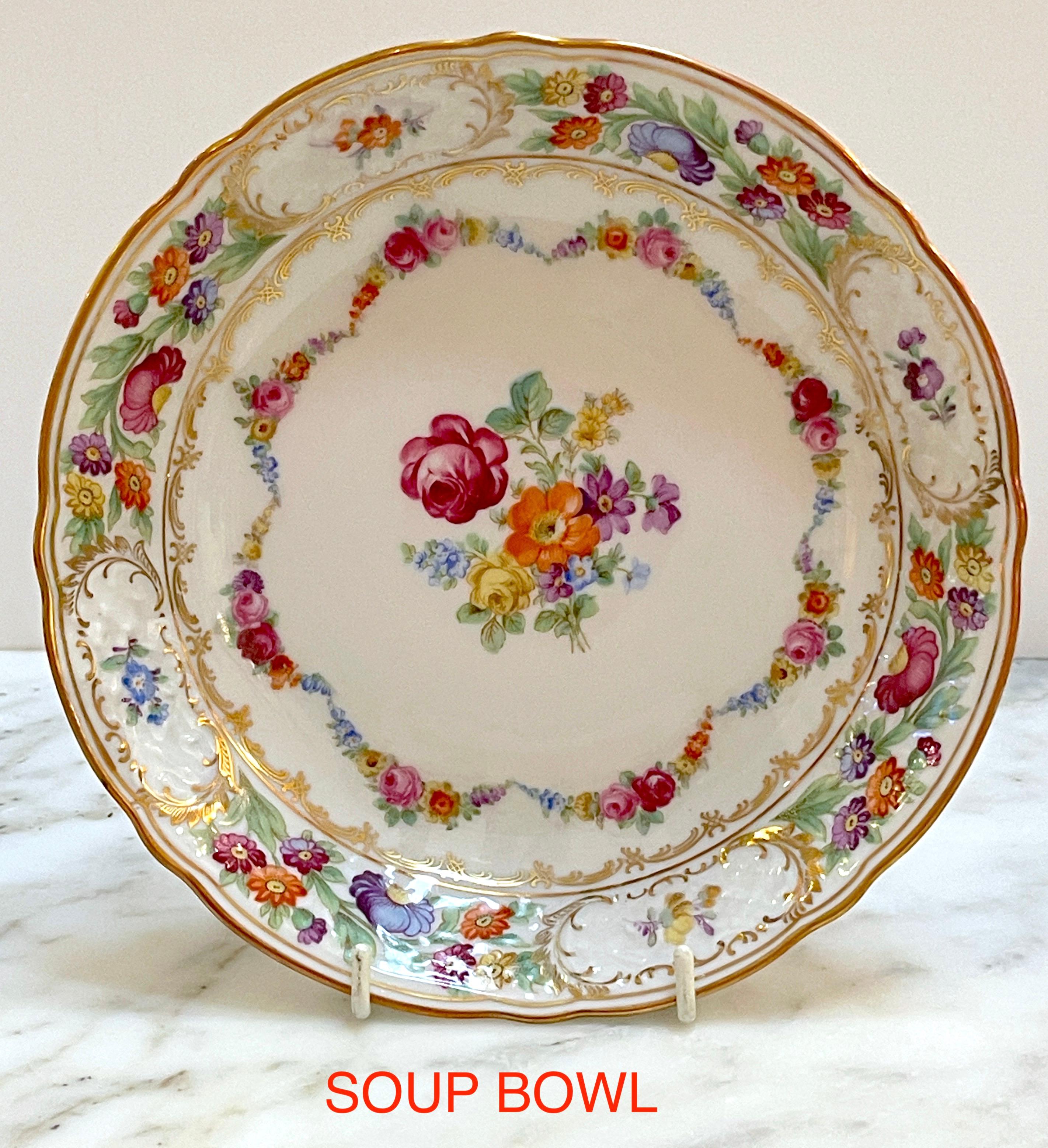 Porcelain 'Dresden Garland' by Schumann, 105 Piece Service for 12* Plus Serving Pieces  For Sale