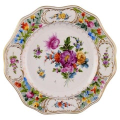Dresden, Germany, Antique Plate in Openwork Porcelain with Hand-Painted Flowers