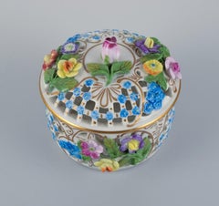 Dresden, Germany, openwork porcelain jar with flowers in relief.