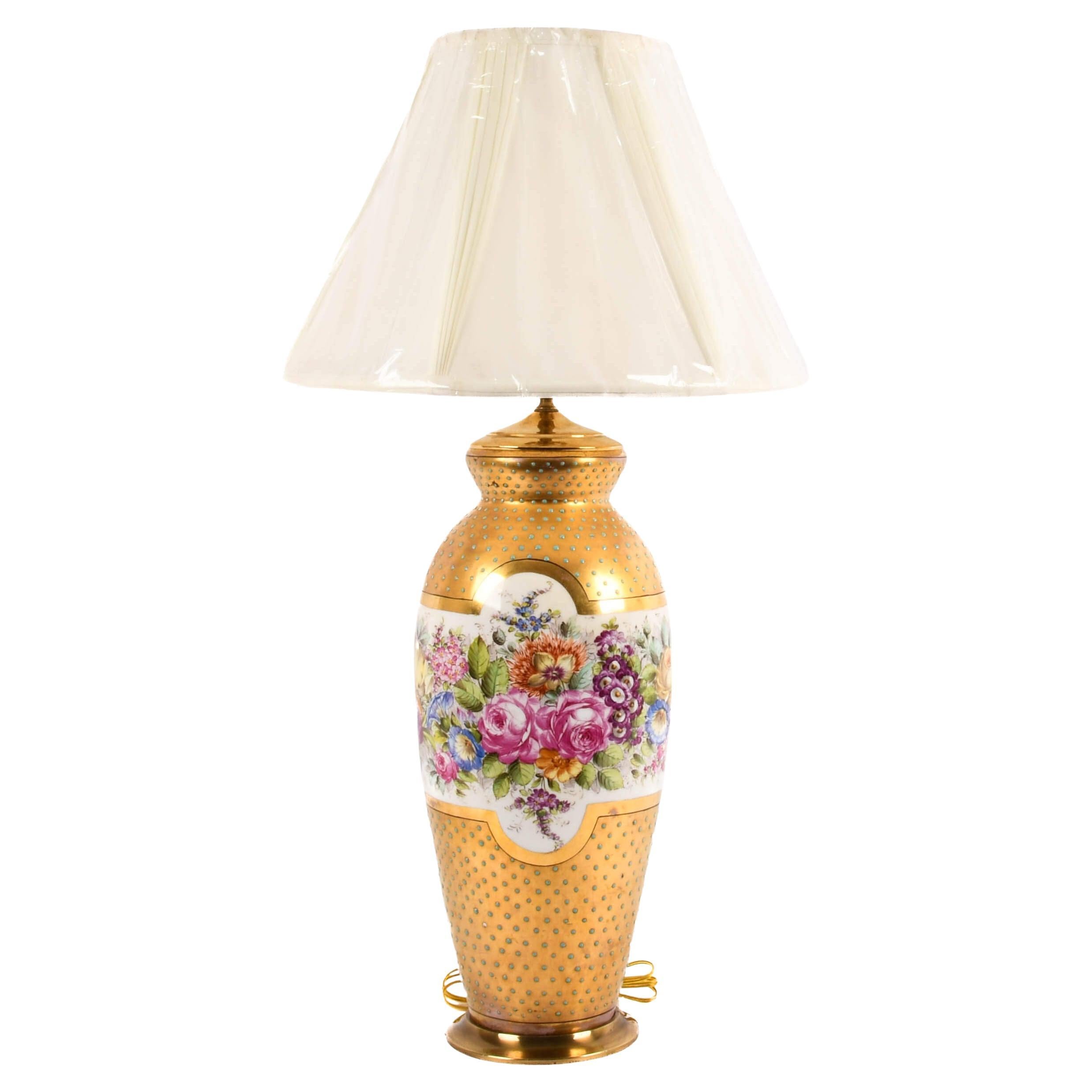 Lampada floreale Dresda dipinta a mano in vendita