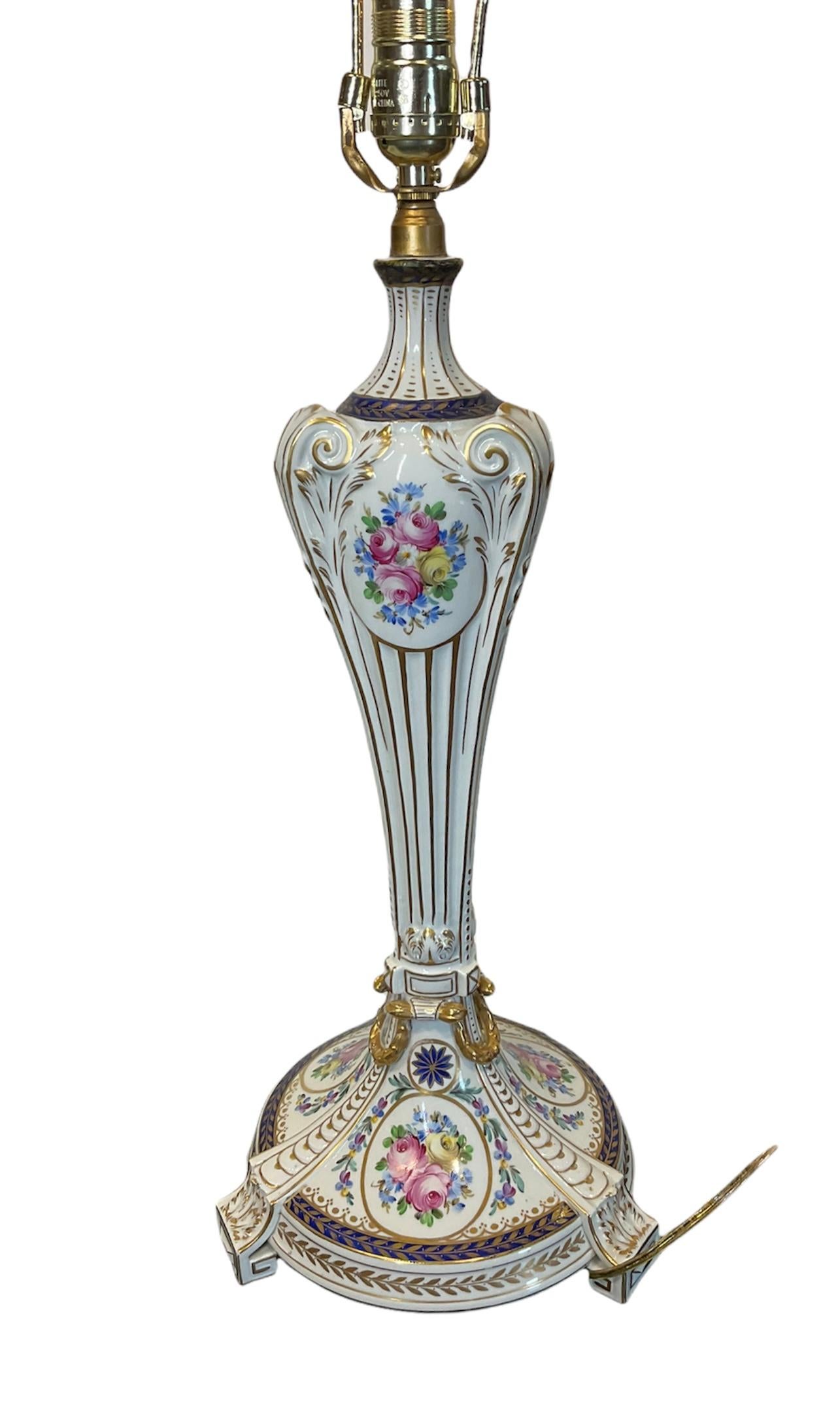 Rococo Dresden Hand Painted Porcelain Table Lamp