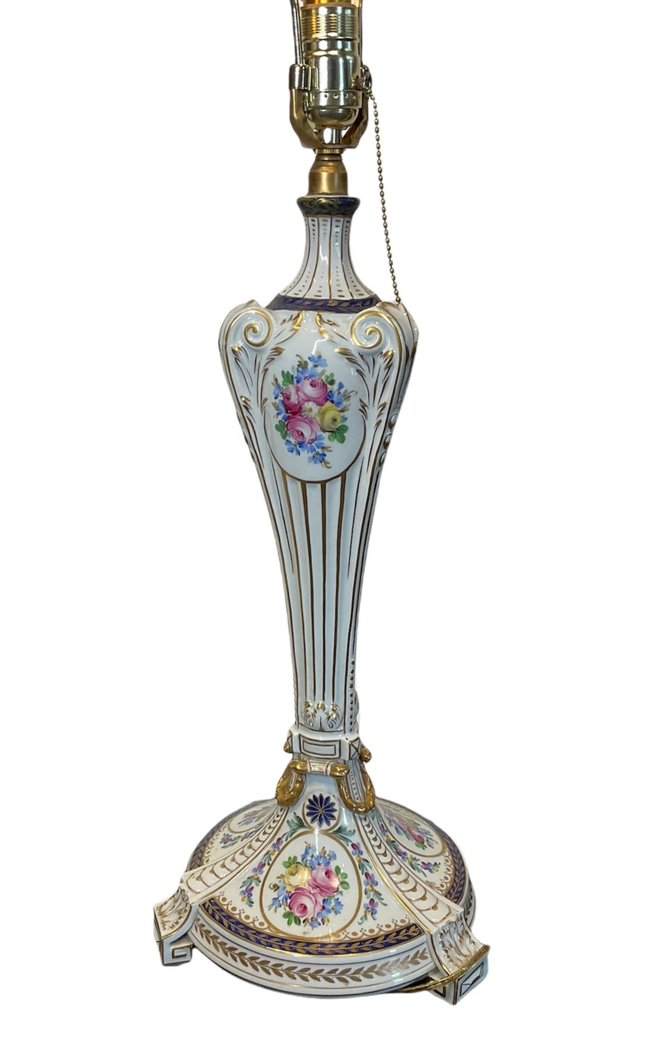 German Dresden Hand Painted Porcelain Table Lamp