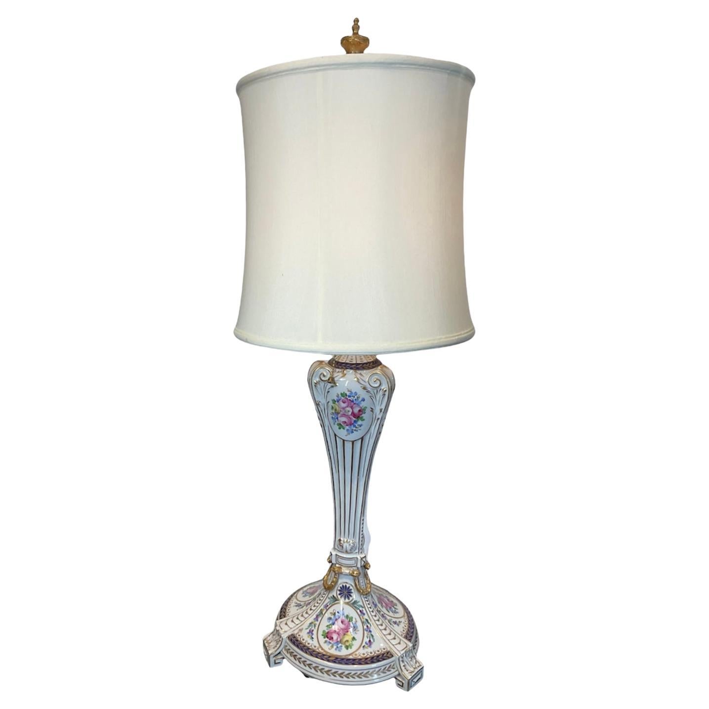 Dresden Hand Painted Porcelain Table Lamp