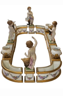 “19th C. Large Figural Dresden \ Meissen Porcelain Surtout De Table”