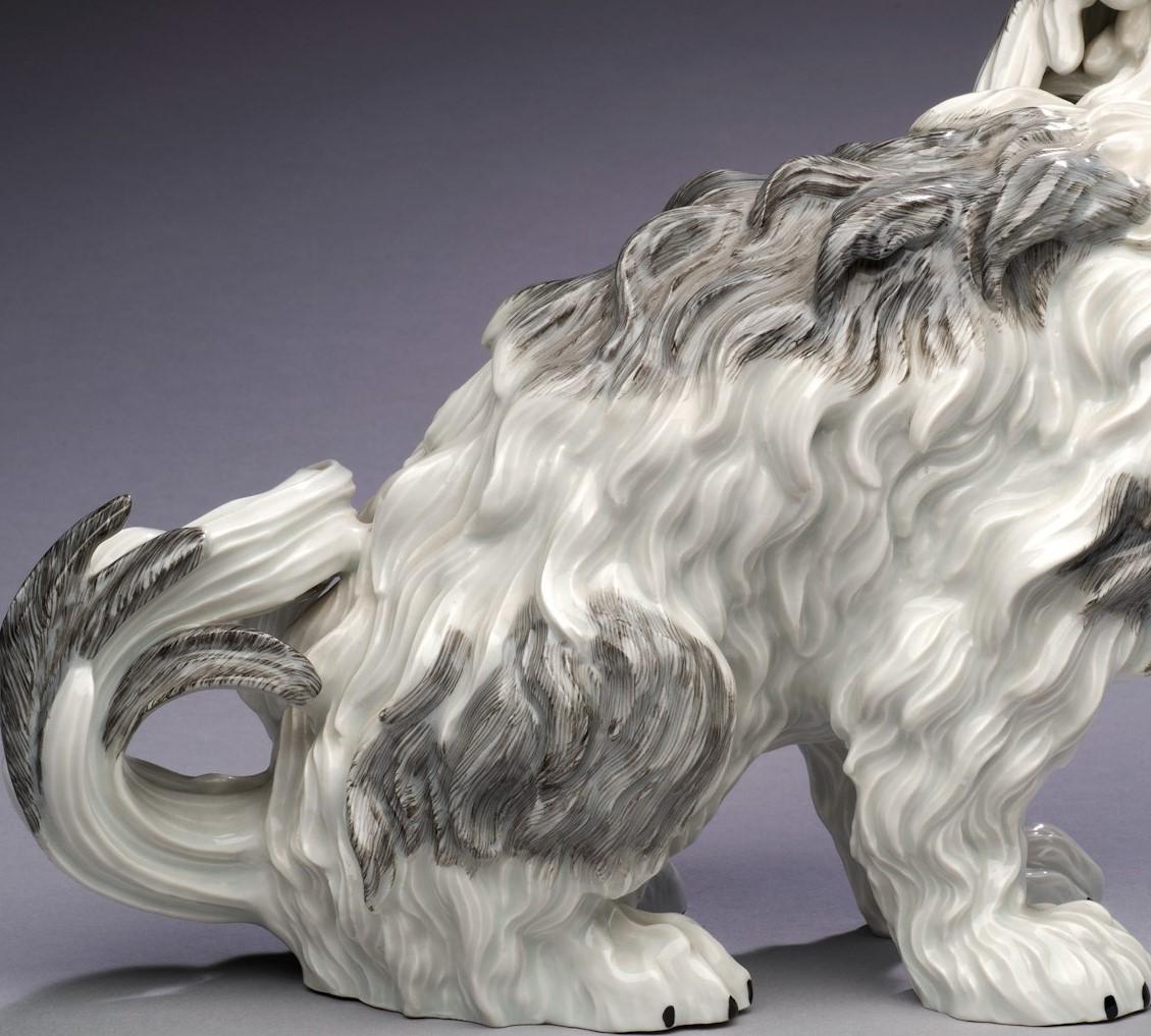 Antique Bolognese Dog- Dresden Porcelain- after Meissen Johann Gottlieb Kirchner For Sale 7