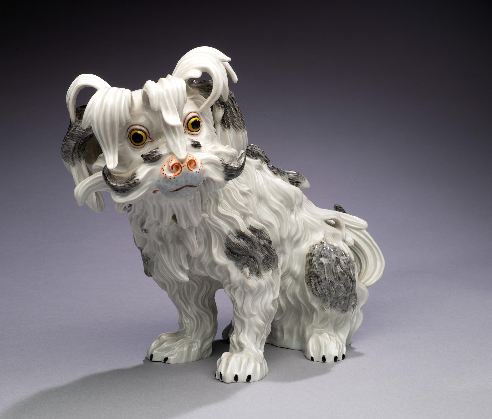 Antique Bolognese Dog- Dresden Porcelain- after Meissen Johann Gottlieb Kirchner For Sale 1