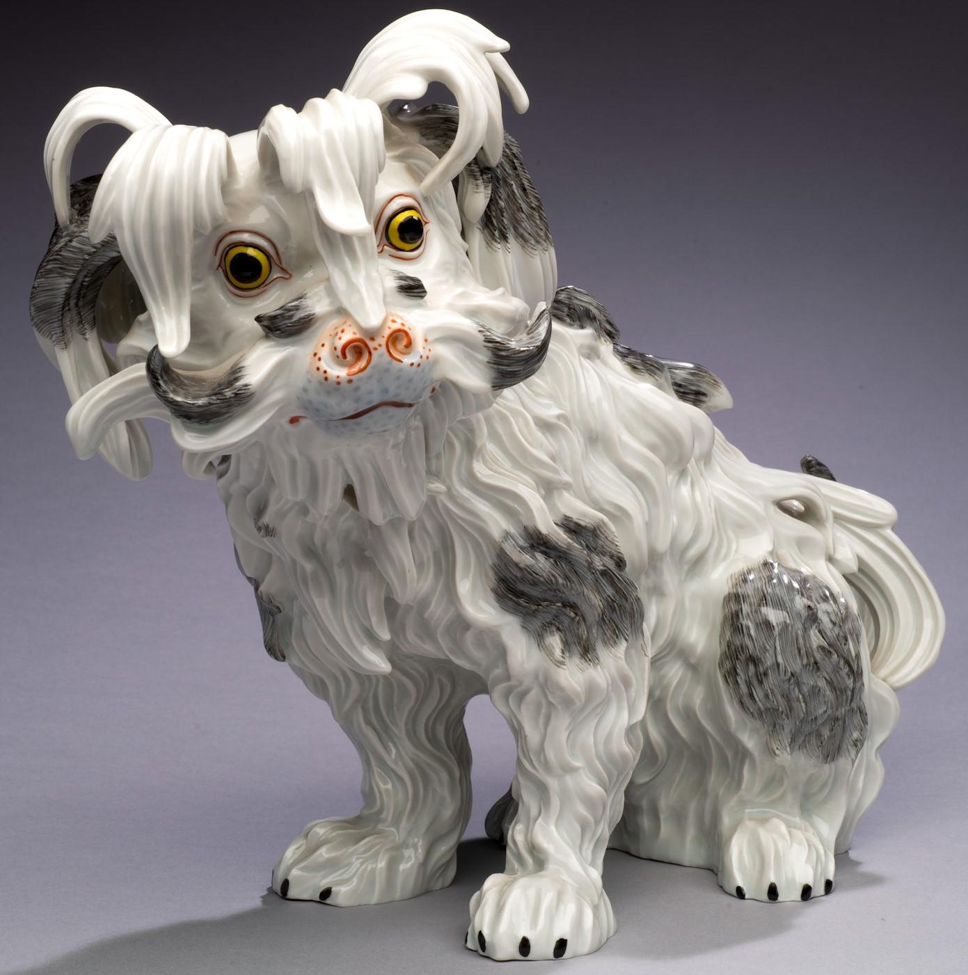 Antiguo Perro Boloñés- Dresden Porcelain- después de Meissen Johann Gottlieb Kirchner en venta 2