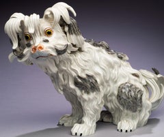 Antique Bolognese Dog- Dresden Porcelain- after Meissen Johann Gottlieb Kirchner