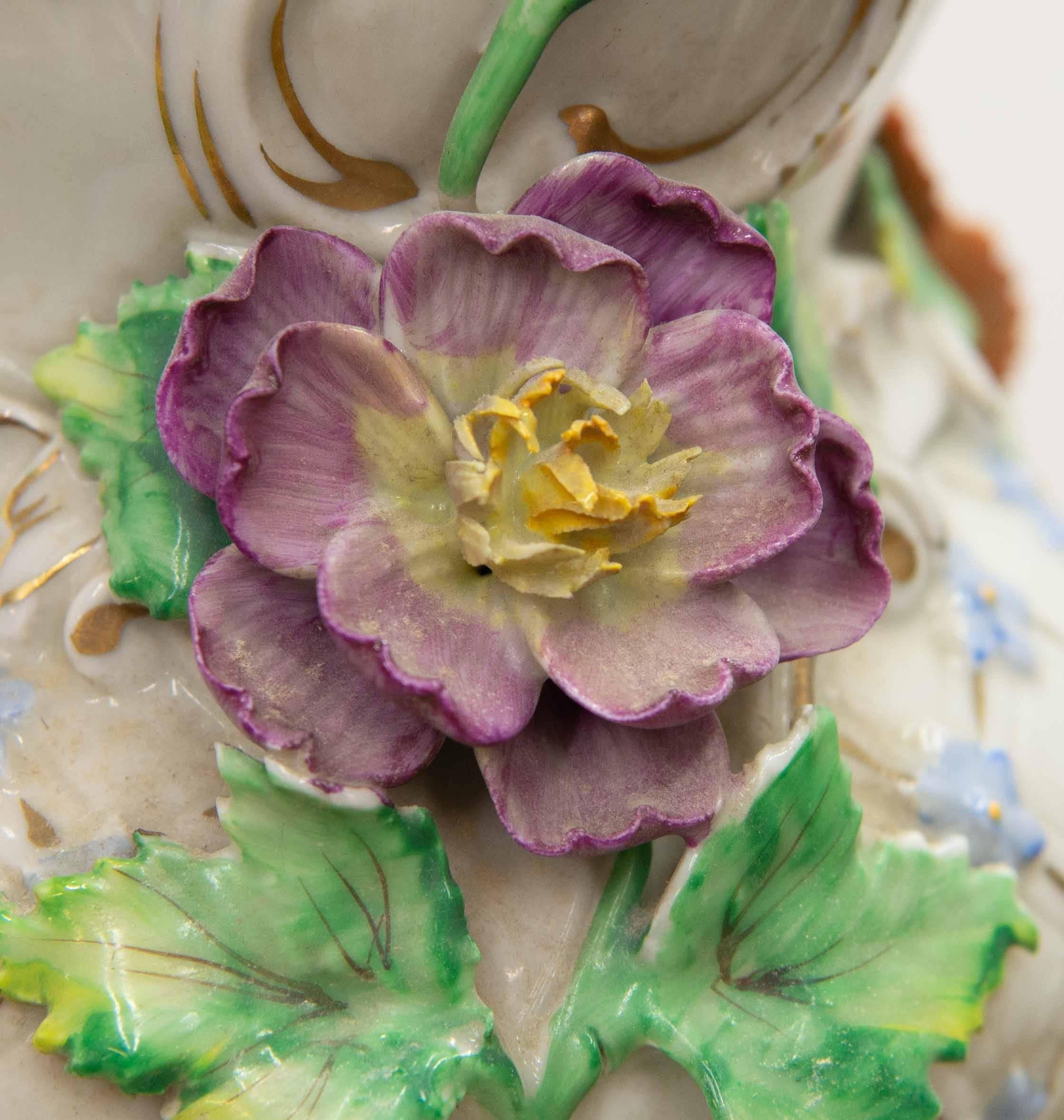 Dresden Porcelain Chandelier with Polychrome Flowers, 1970 2