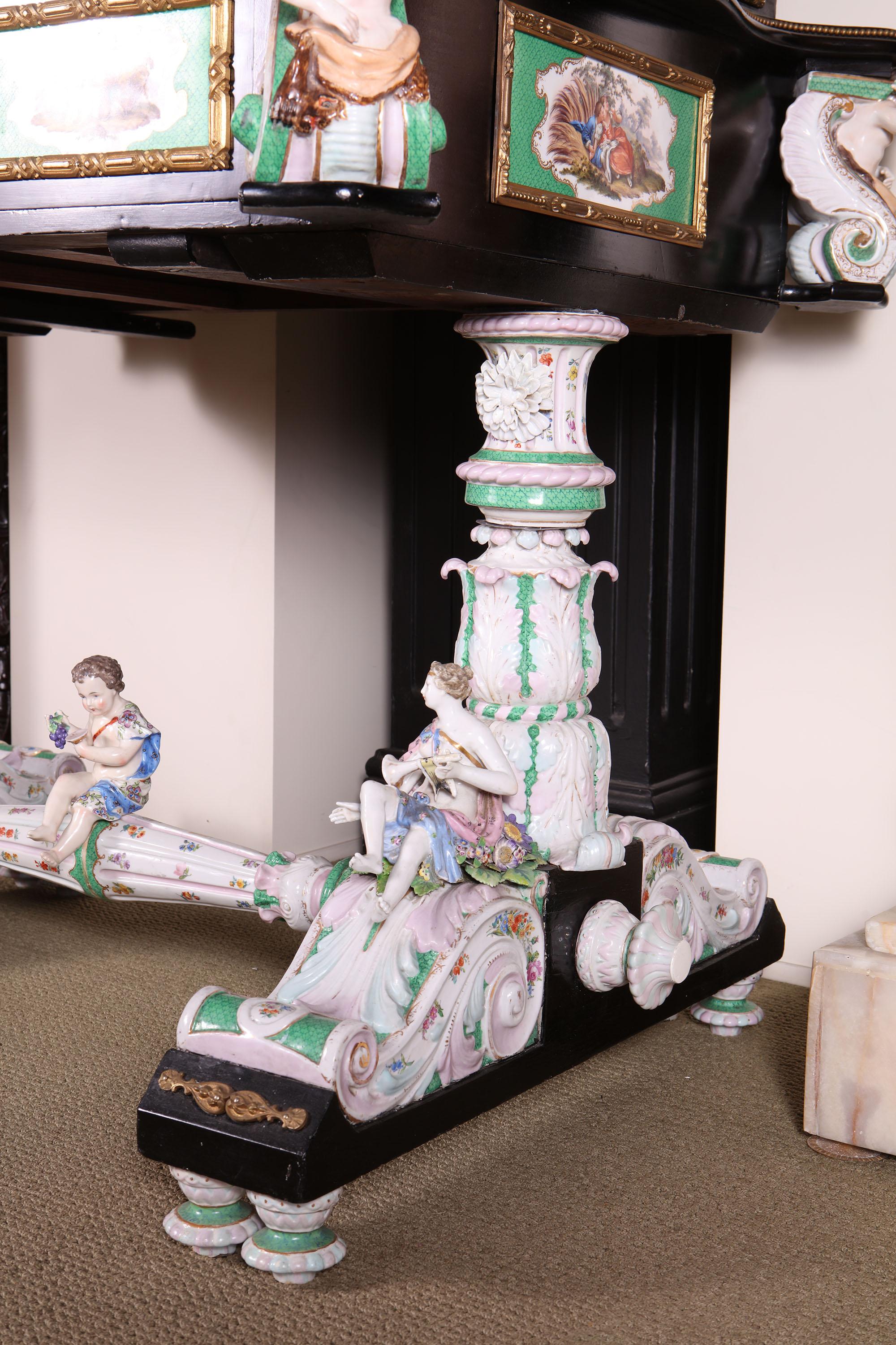 Dresden Porcelain Mounted Ebonised Bureau Cabinet For Sale 4