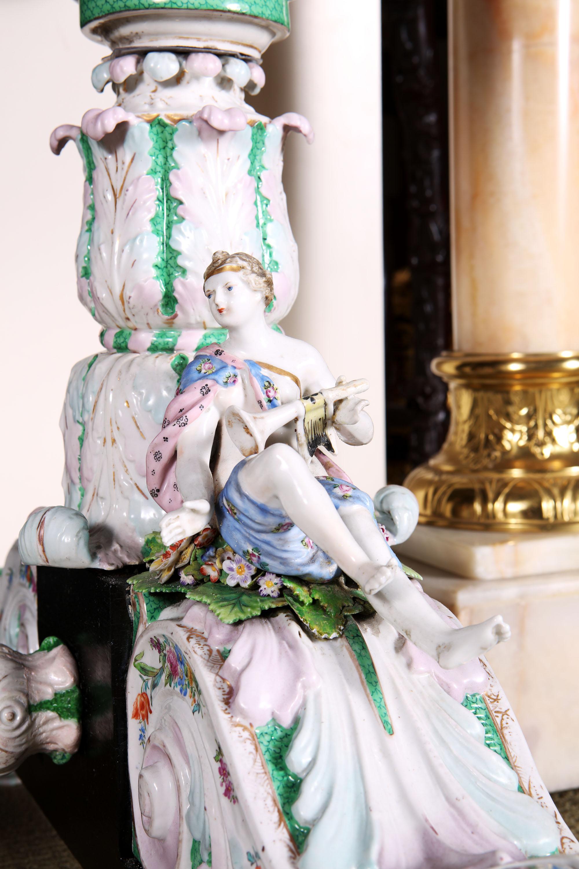 Dresden Porcelain Mounted Ebonised Bureau Cabinet For Sale 5