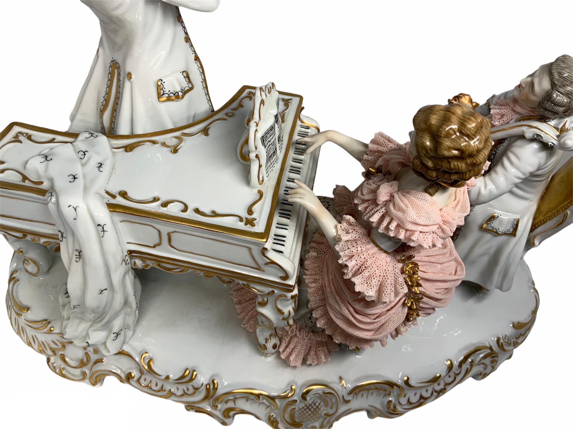 Hand-Painted Dresden Porcelain of a Trio of Musicians