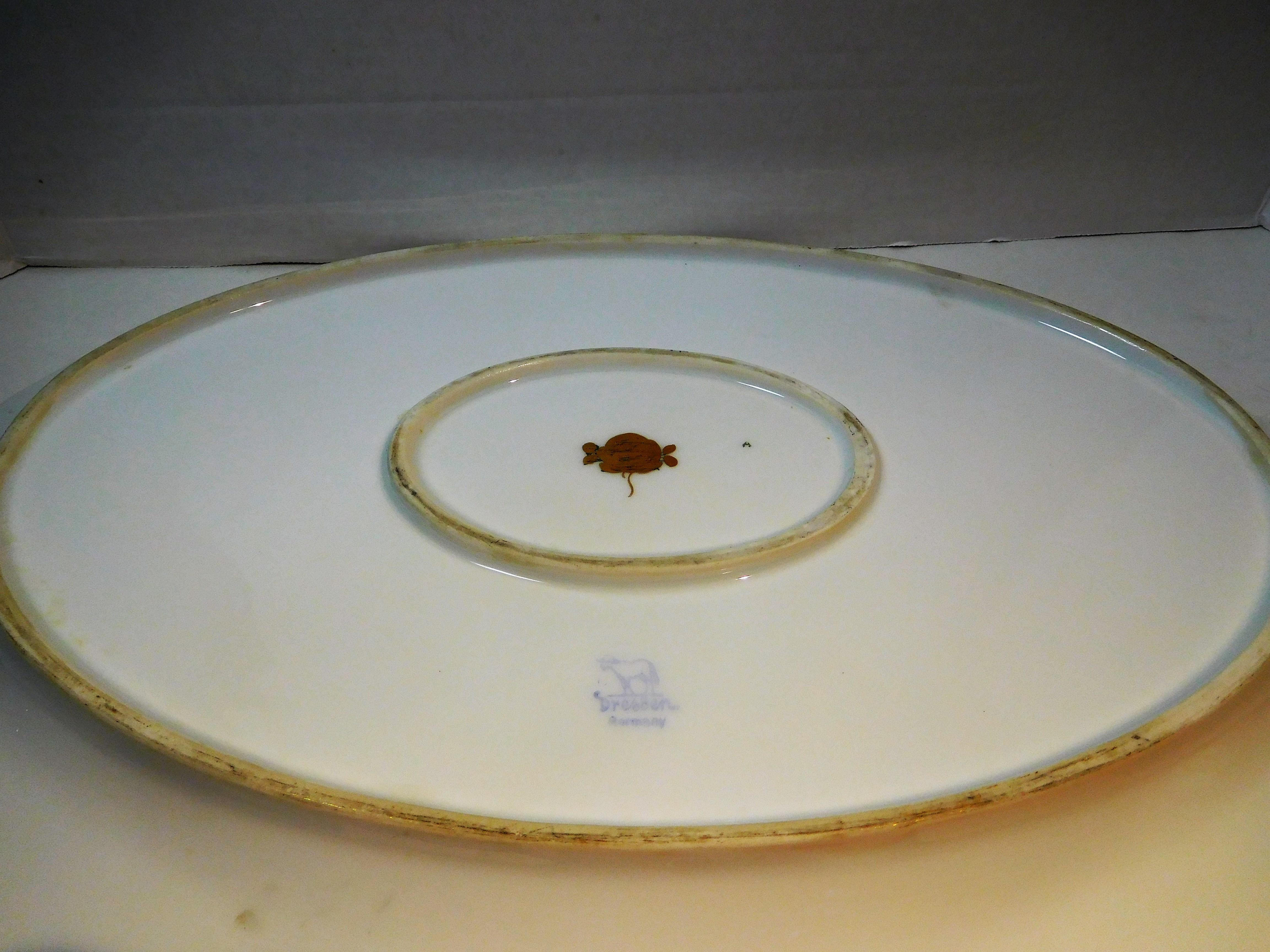 Dresden Porcelain Platter with Gold Incrustation by Ambrosius Lamm, circa 1900 6