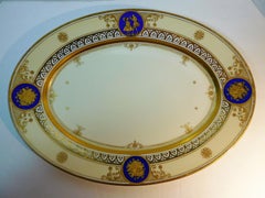 Dresden Porcelain Platter with Gold Incrustation by Ambrosius Lamm, circa 1900