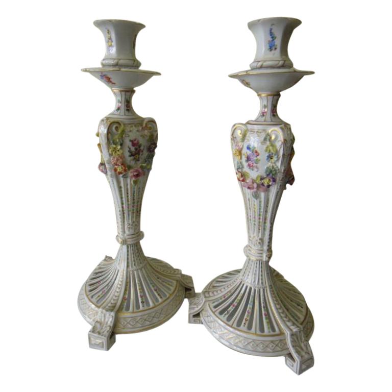 Dresden Porcelaine 'Signed' Candlestick