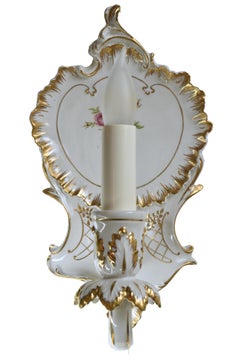 Dresden Style Porcelain Sconce, Pair