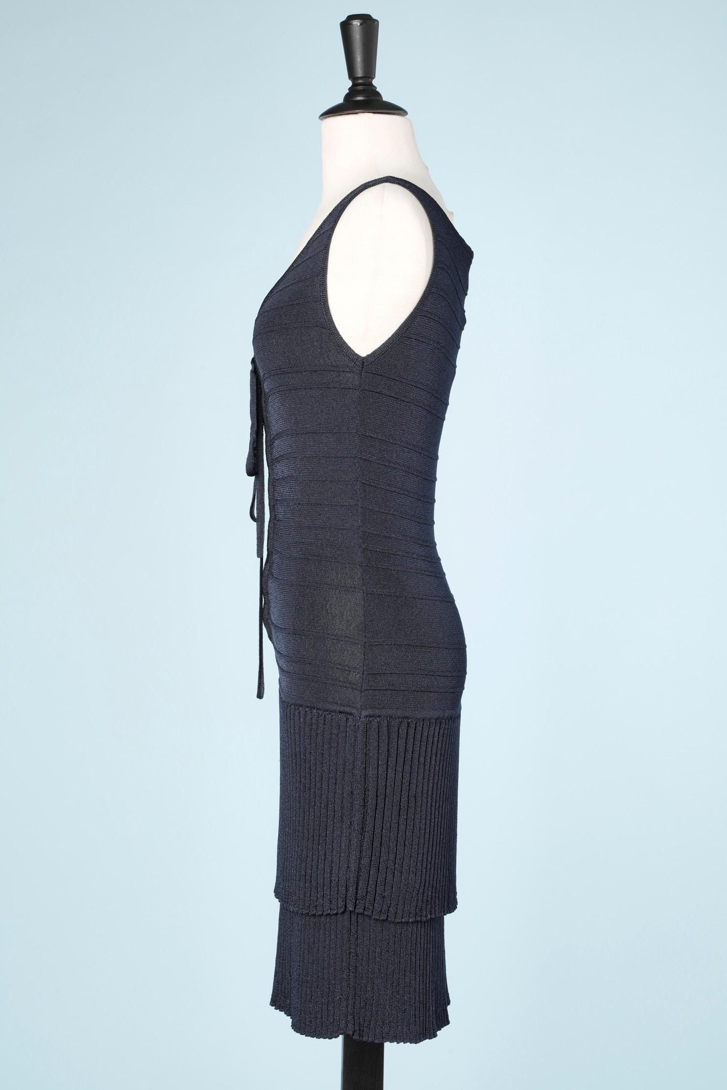 Dress and Boléro in navy blue viscose knit Luisa Spagnoli  In Excellent Condition For Sale In Saint-Ouen-Sur-Seine, FR