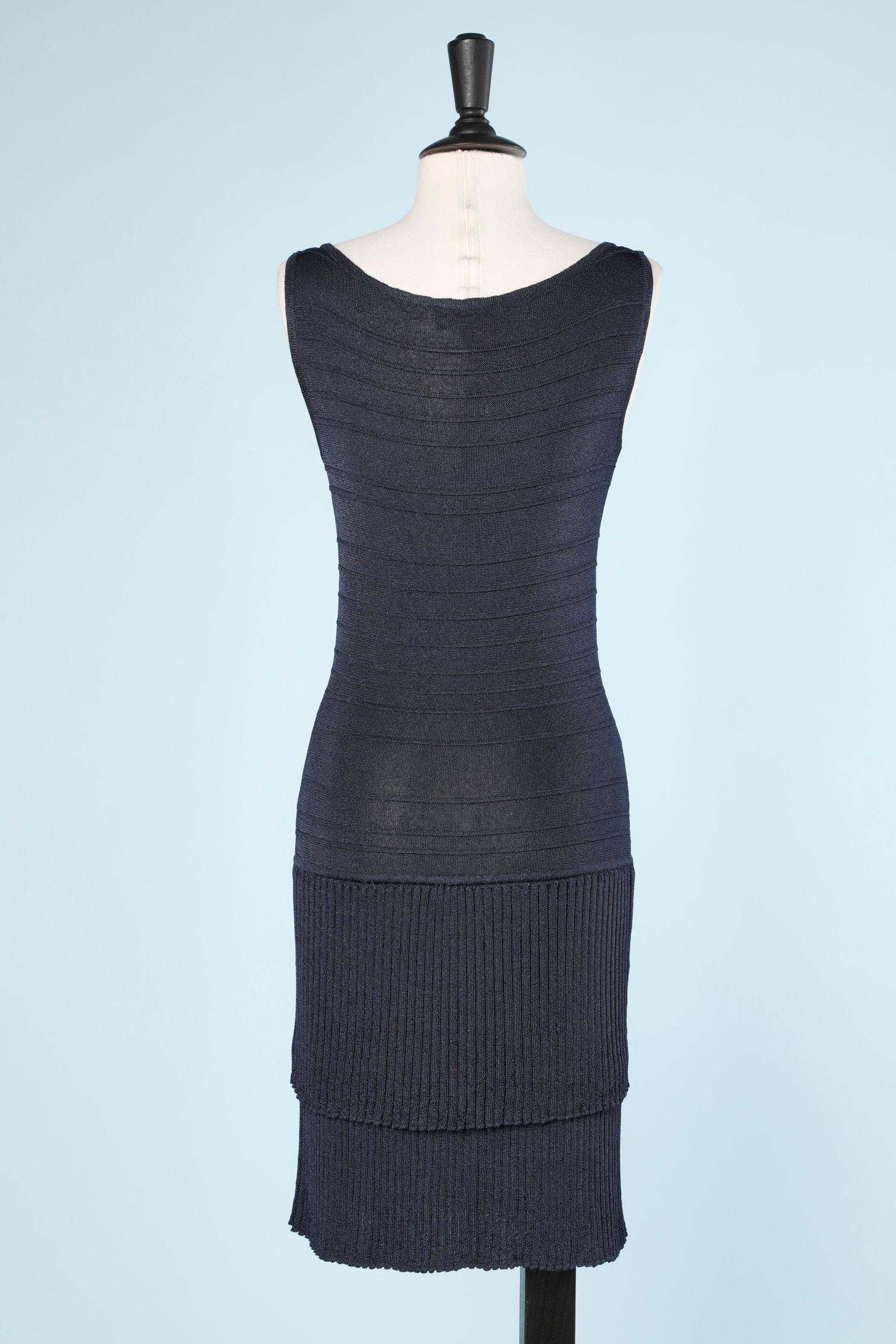 Women's Dress and Boléro in navy blue viscose knit Luisa Spagnoli  For Sale