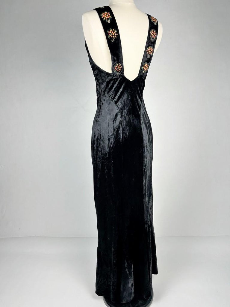 Dress and bolero in painted silk black velvet - France Circa 1940 at 1stDibs