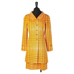 Dress and coat ensemble in white and orange check Nina Ricci Edition Boutique 