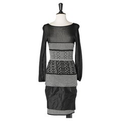 Vintage Dress and skirt in rayon knit and taffetas with 3D jacquard Gianfranco Ferré 