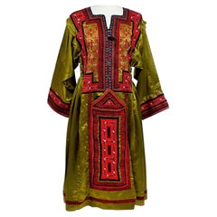 Dress Bronze Satin Blouse Embroidered With Ethnic Patterns - India Circa 1970