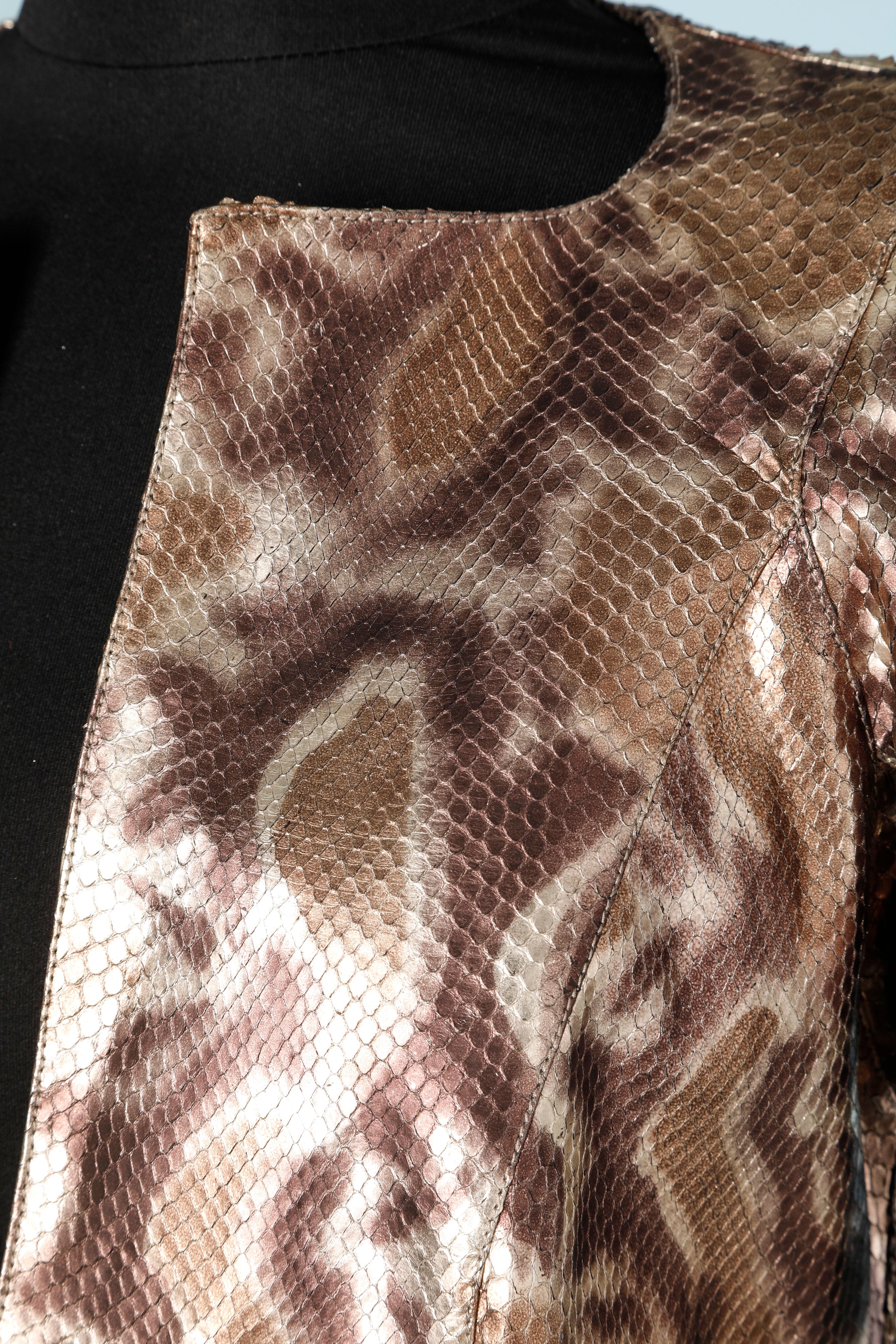 Brown Dress Coat in animal print python Shiro