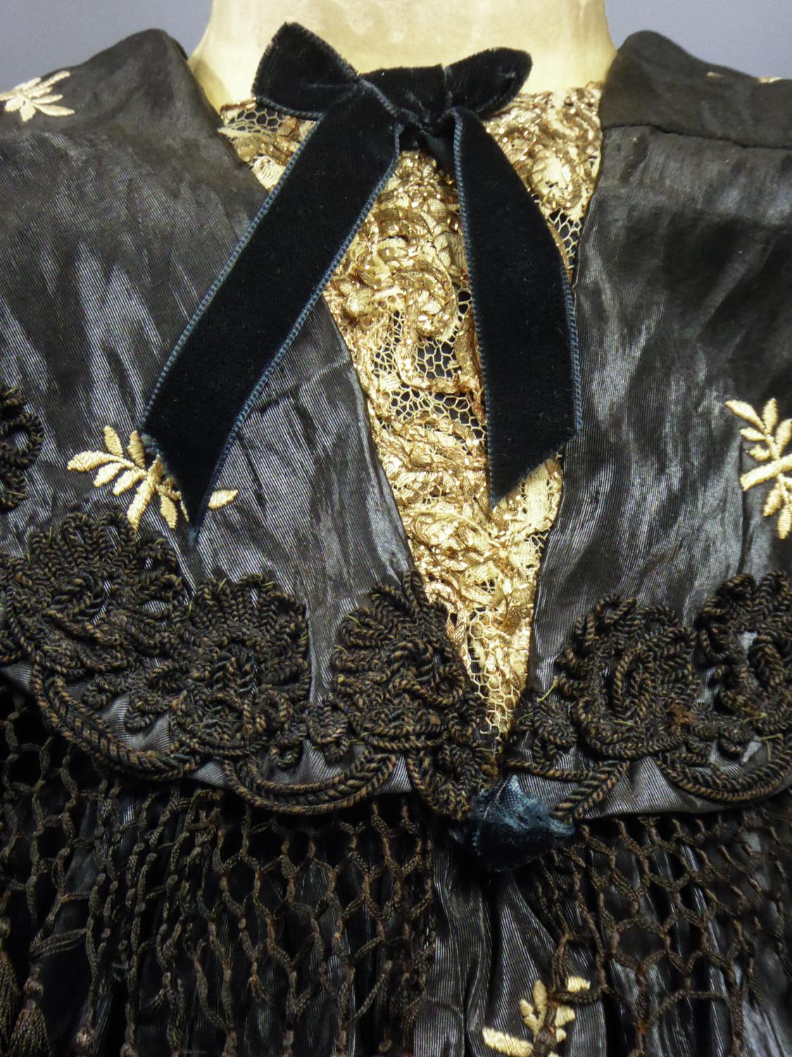Dress for Doll or Young Girl in Embroidered Moiré Silk - Victorian Period 1860 For Sale 1