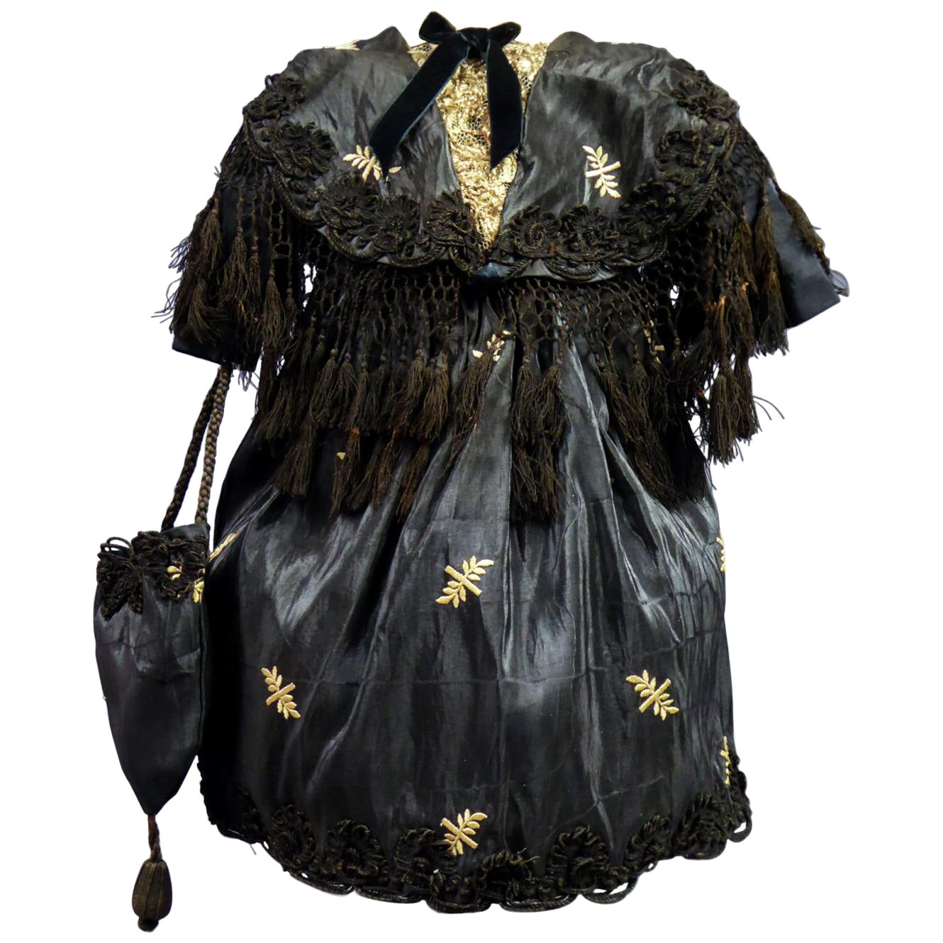 Dress for Doll or Young Girl in Embroidered Moiré Silk - Victorian Period 1860