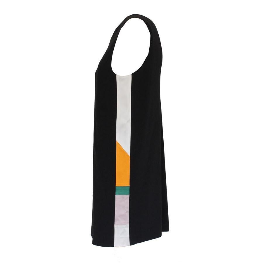 Acetate and viscose Black color Lateral multicolored stripes Sleeveless Shoulder/hem length cm 78 (30.7 inches)
