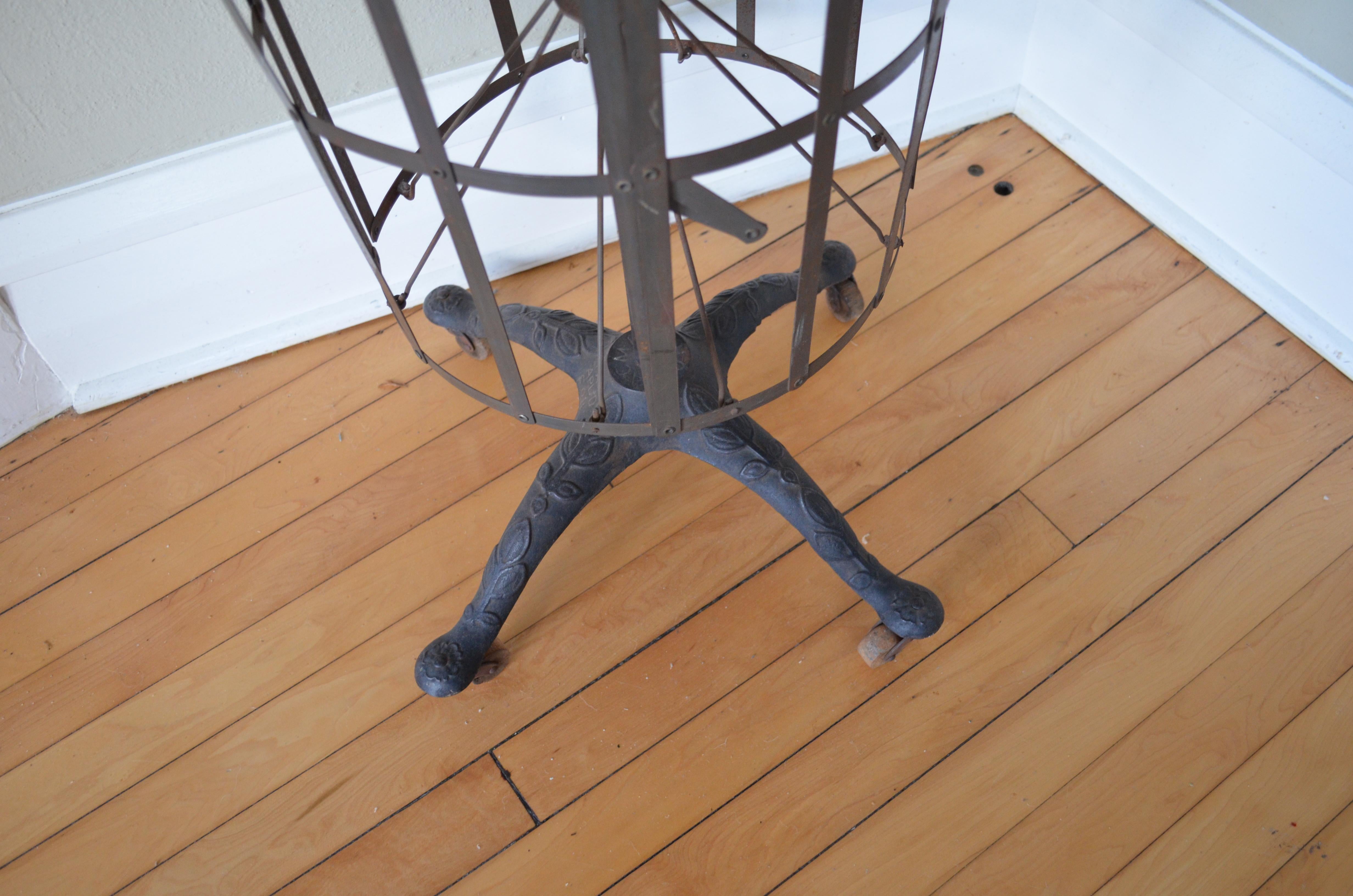 Dress Form from Edwardian Era, Early 1900s, Adjustable Height on Wheels 6