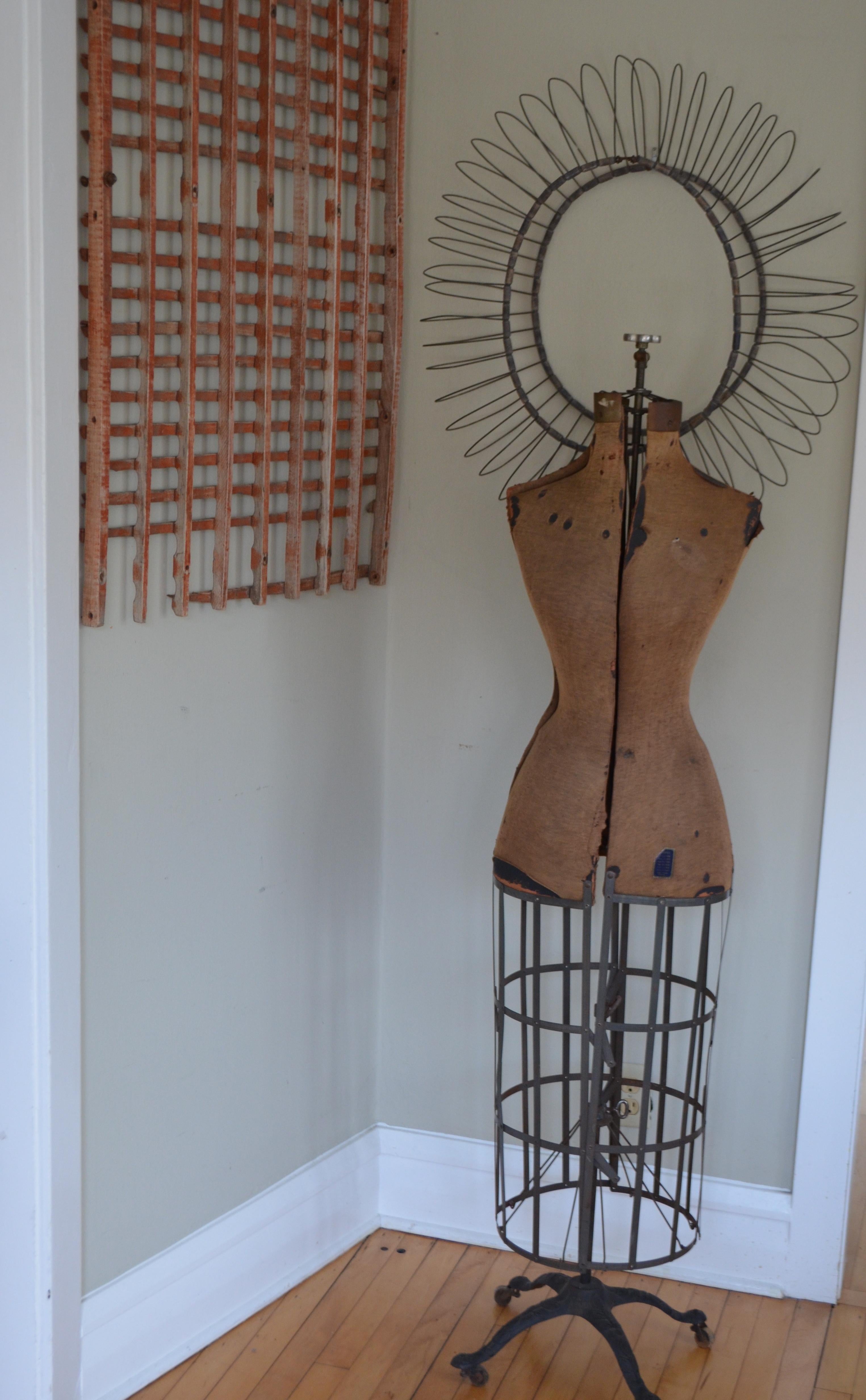 Dress Form from Edwardian Era, Early 1900s, Adjustable Height on Wheels 14