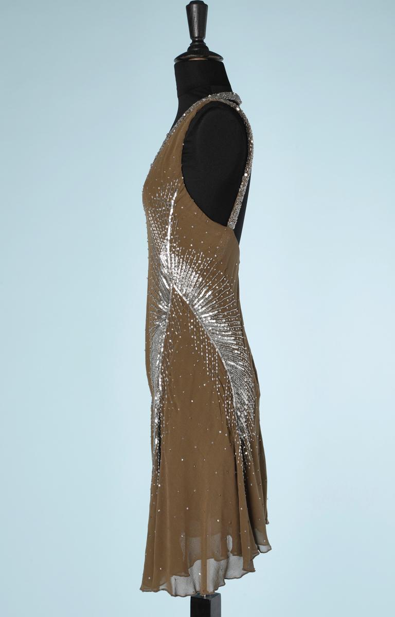 Women's Dress Just Cavalli in chiffon embroidered with pearls and sequins