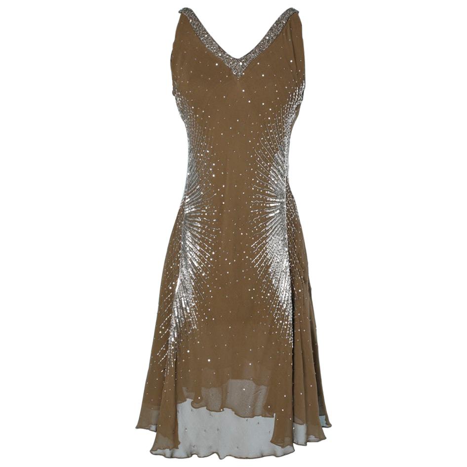 Dress Just Cavalli in chiffon embroidered with pearls and sequins