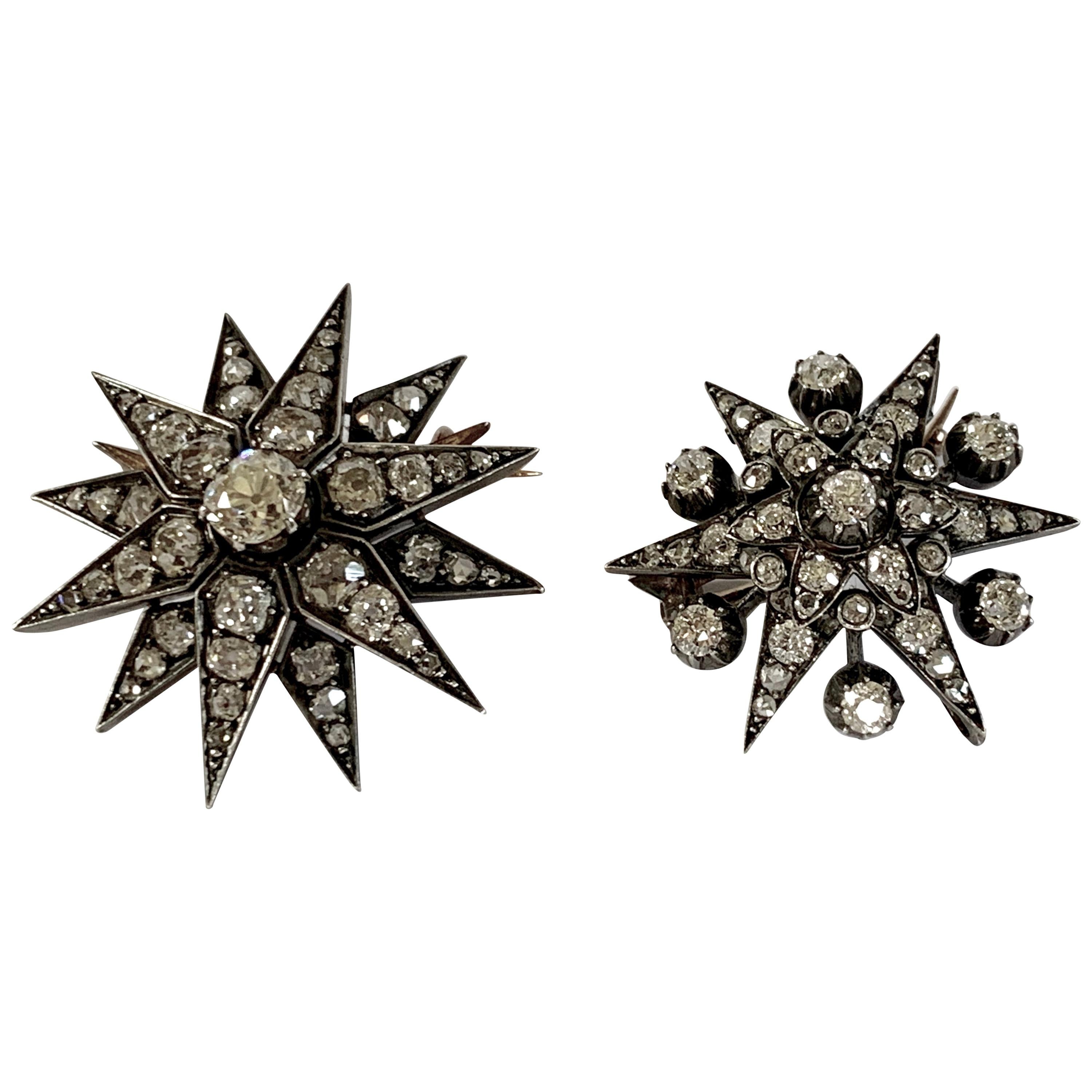 Dress like a Royal, a Pair of Antique Diamond Star Brooches, circa 1880