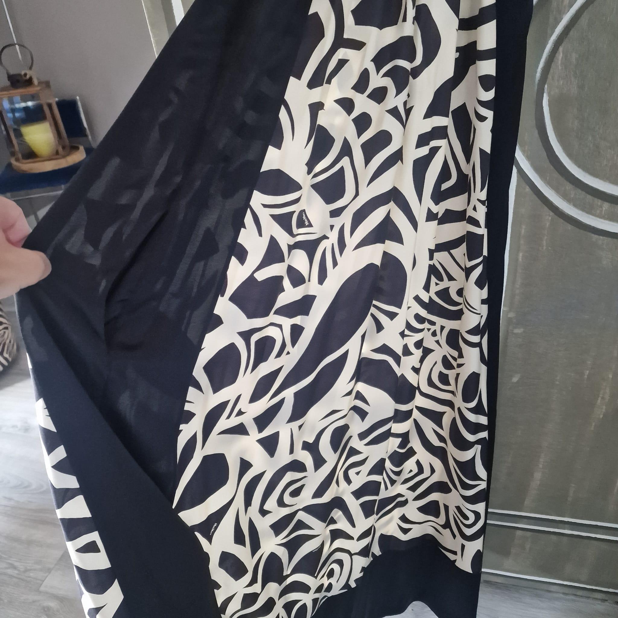 Dress Max Mara Black white Printed Silk Halter Neck Dress Black White New 8