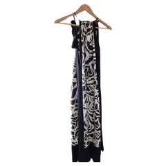 Dress Max Mara Black white Printed Silk Halter Neck Dress Black White New