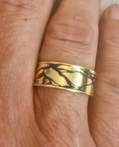 Blue Enamel Gold Dress Band Ring