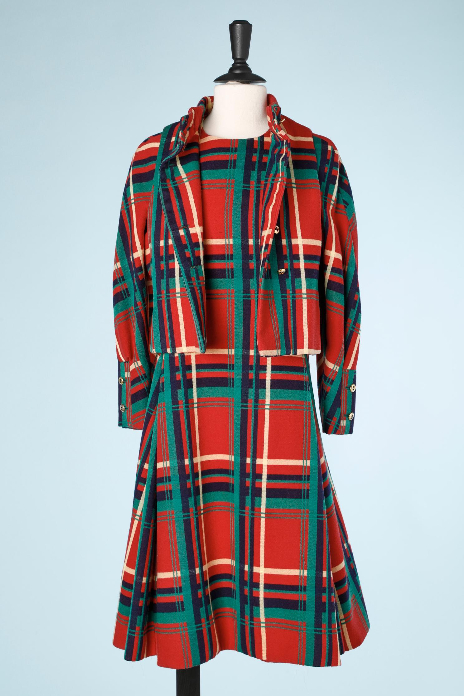 Women's Dress-suit  in wool tartan with 